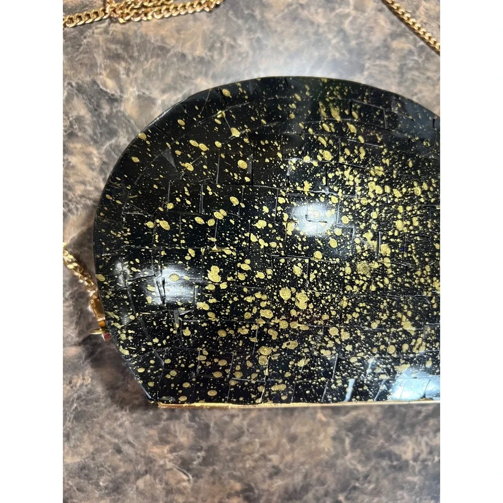 Ramla Handmade Black Gold Elegant‎ Mosaic Tiled Crossbody Clutch Bag Art Deco